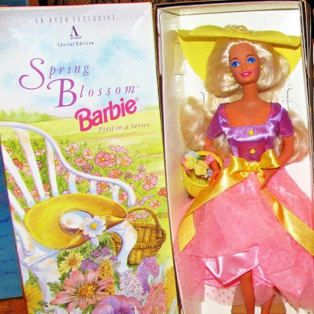 NIB MATTEL x AVON 1995 Special Edition Spring Blossom BARBIE DOLL 1st in Series